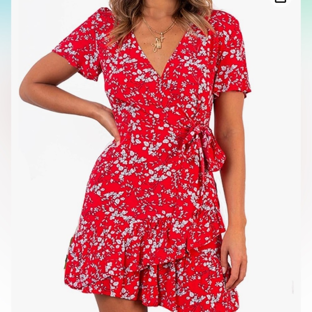 Amazon red wrap dress